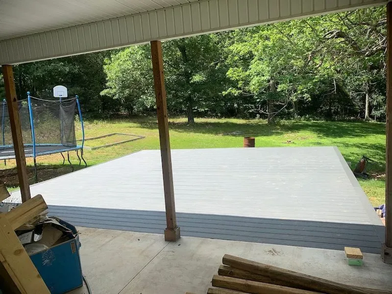 18x18 painted gray wood deck — JHG Contracting LLC serving Gravette, AR
