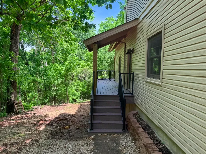 376sqft TimberTech composite deck with metal roof Fayetteville AR — JHG Contracting LLC
