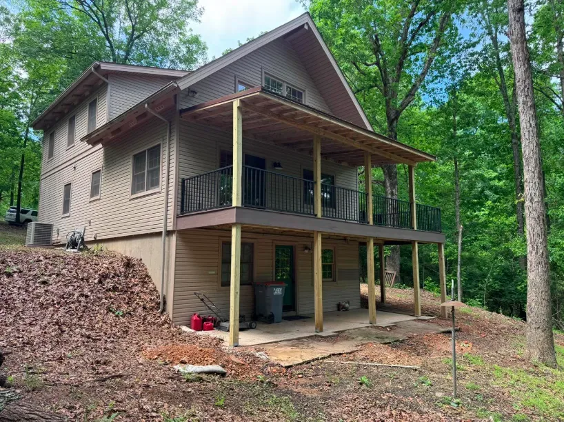 376sqft TimberTech composite deck with metal roof — JHG Contracting LLC serving Summers, AR